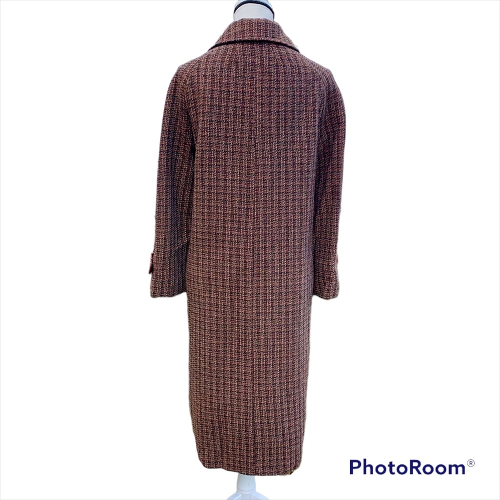 Vintage Harris Tweed 100% Scottish Wool Long Trench Coat Size XL - Picture 2 of 10